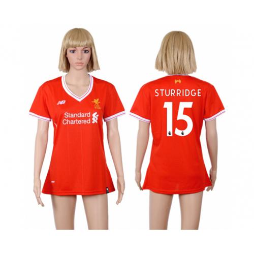 Women's Liverpool #15 Sturridge Red Home Soccer Club Jersey